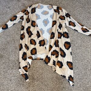 Leopard Print Open Front Cardigan Sweater S/M